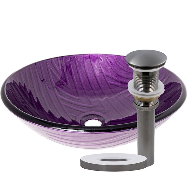 Novatto Purple Painted Glass Vessel Bathroom Sink Set, Gun Metal TIG-8123PGM - main